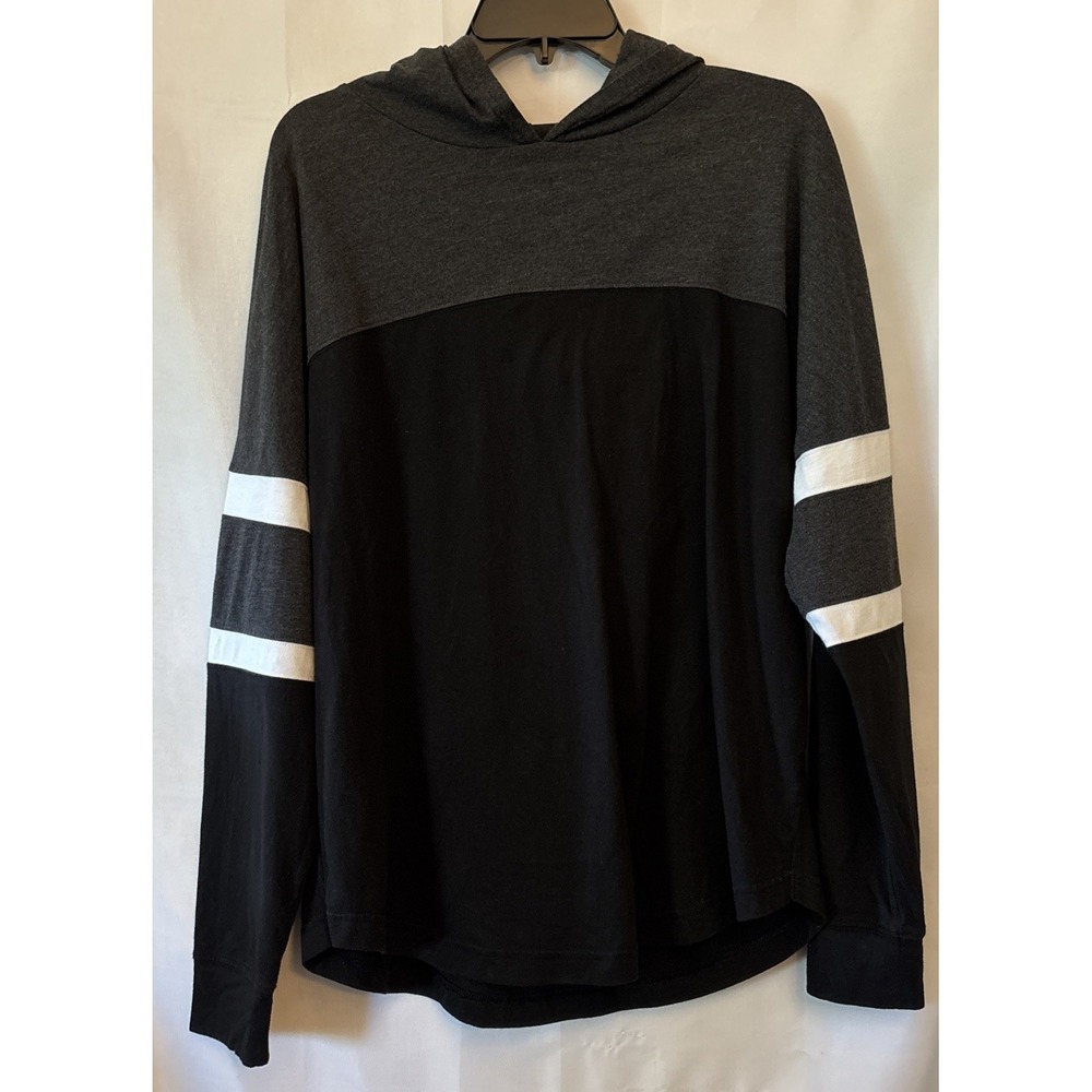 So Varsity Colorblock Hoodie Lightweight Women's Black Gray White Stripe XL